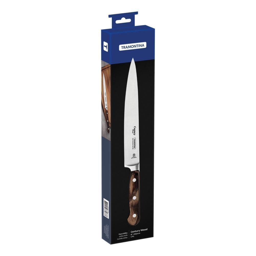 Faca Utility Tramontina Century Wood Com Lâmina Em Aço Inox E Cabo De Madeira Tratada