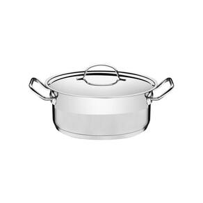 Caçarola Tramontina Professional Rasa Em Aço Inox Fundo Triplo Com Tampa Plana 20 Cm 2,9 L