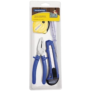 Kit De Ferramentas Tramontina Com Alicate Estilete Chave Teste E Trena 4 Peças