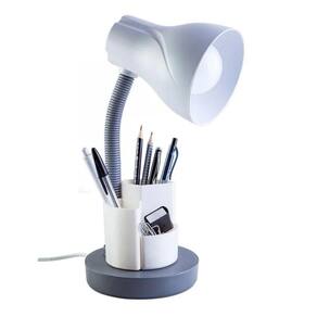 Luminária De Mesa Spiralle Cinza Porta Lápis E27 Bivolt