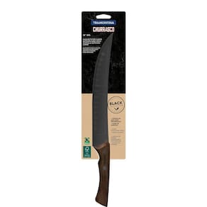 Faca Para Carne Tramontina Churrasco Black Com Lamina Em Aço Inox E Cabo De Madeira 10 Polegada