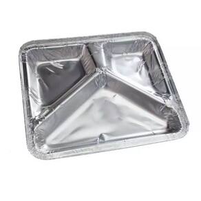 Bandeja Marmitex Alumínio 900ml Três Divisórias com tampa - 50 Unidades (Ideal Para Microondas)