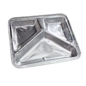 Bandeja Marmitex Alumínio 900ml Três Divisórias com tampa - 100 Unidades (Ideal Para Microondas)