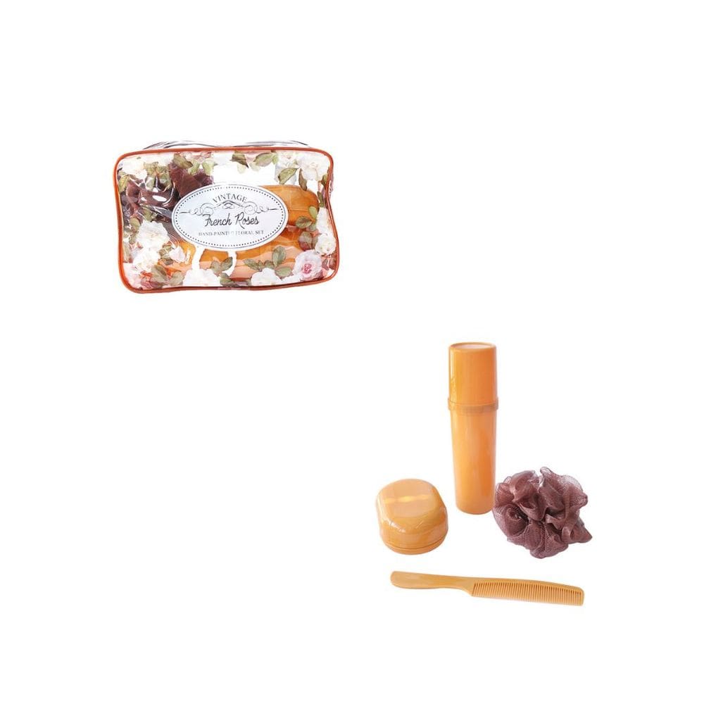 Kit Para Viagem Nécessaire De Plástico Com 04 Peças E Alça