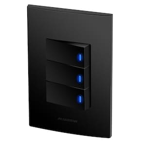Conjunto 3 Interruptores Led - Inova Preto Fosco - Apf33