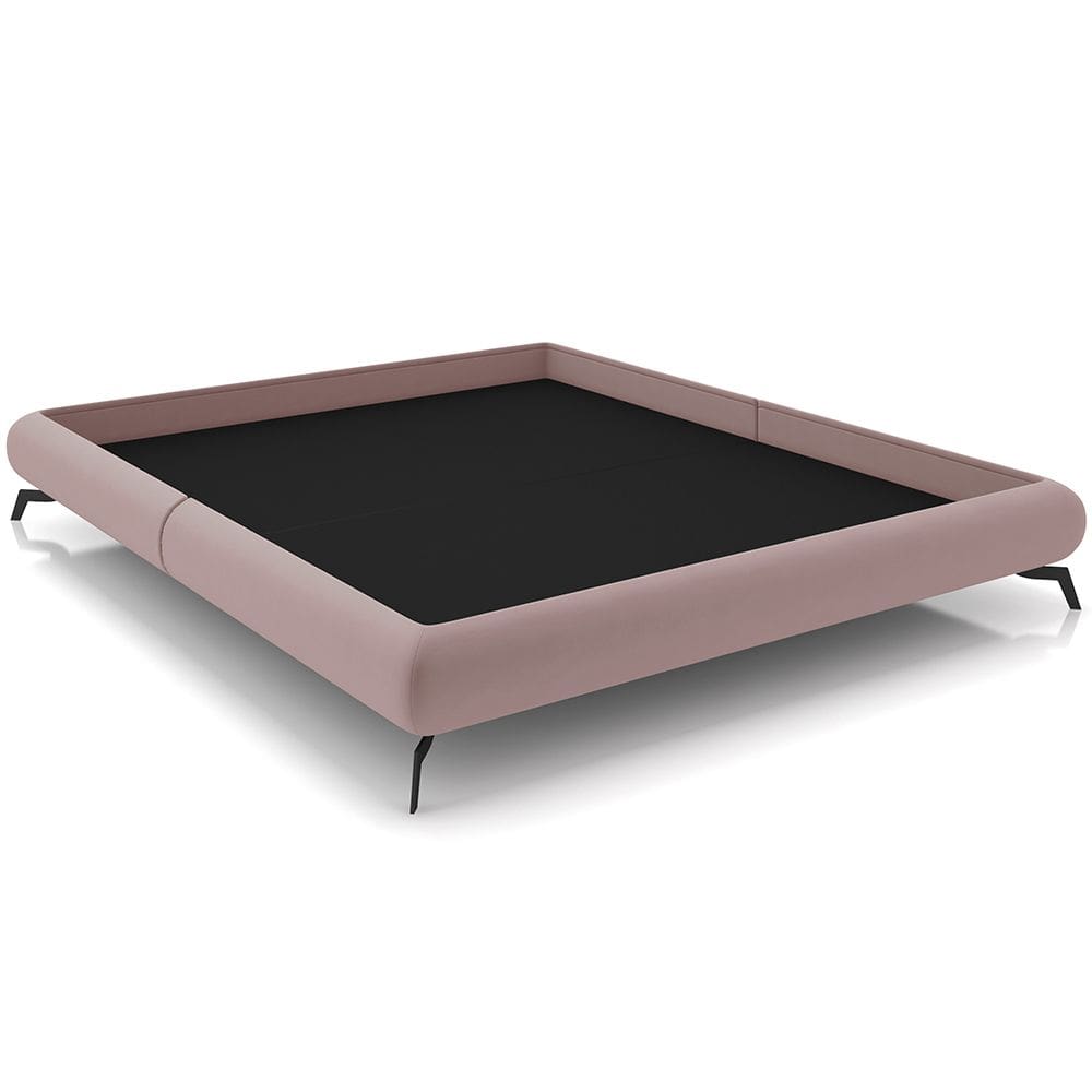 Cama Casal King Base Box Pés de Ferro Estilo Industrial 210cm Otto P05 Veludo Rosê - Lyam Decor