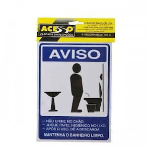 Placa Sinal. Mantenha Banheiro Limpo Masculino
