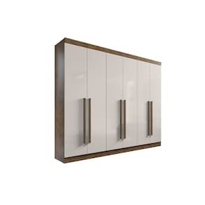 Guarda Roupa Casal 6 Portas com espelho e 6 gavetas Da Vinci Plus – Ipê/Off white