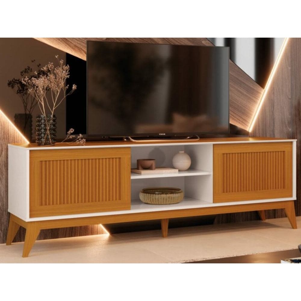 Rack Retro para Tv 65" King - Off White/Cedro