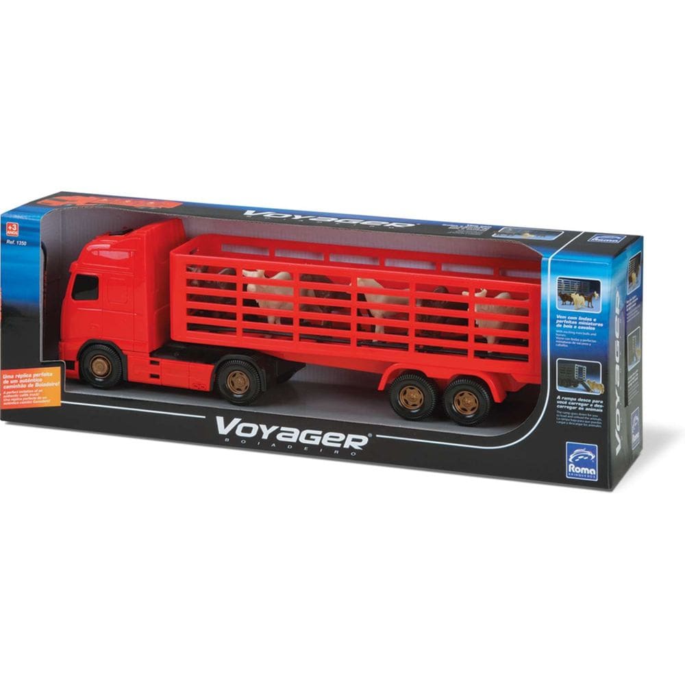 Caminhão Voyager Boiadero - Miniaturas Bois/Cavalos - 48cm