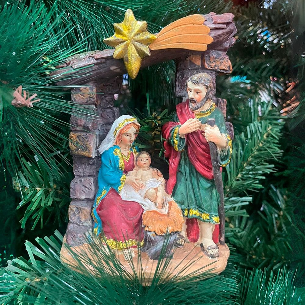 Presépio Natalino Decorativo de Resina p/ Natal Enfeite Decoração 12x16cm