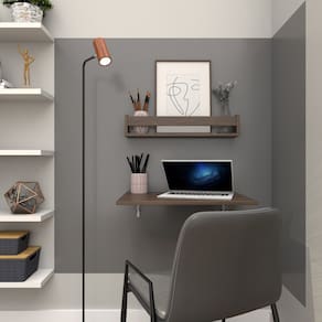 Conjunto de Mesa Dobrável e Prateleira para Home Office ou Escritório