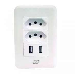 Tomada USB Duo WS100 Newlink 2 Tomadas  2 Portas USB 5V