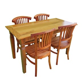 Mesa Madeira de Demolição 140cm x 70cm com 4 Cadeiras Leque Sudeste Rústico