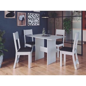 Mesa de Jantar Com 4 Cadeiras Karla 1,10x068– Branco/Preto
