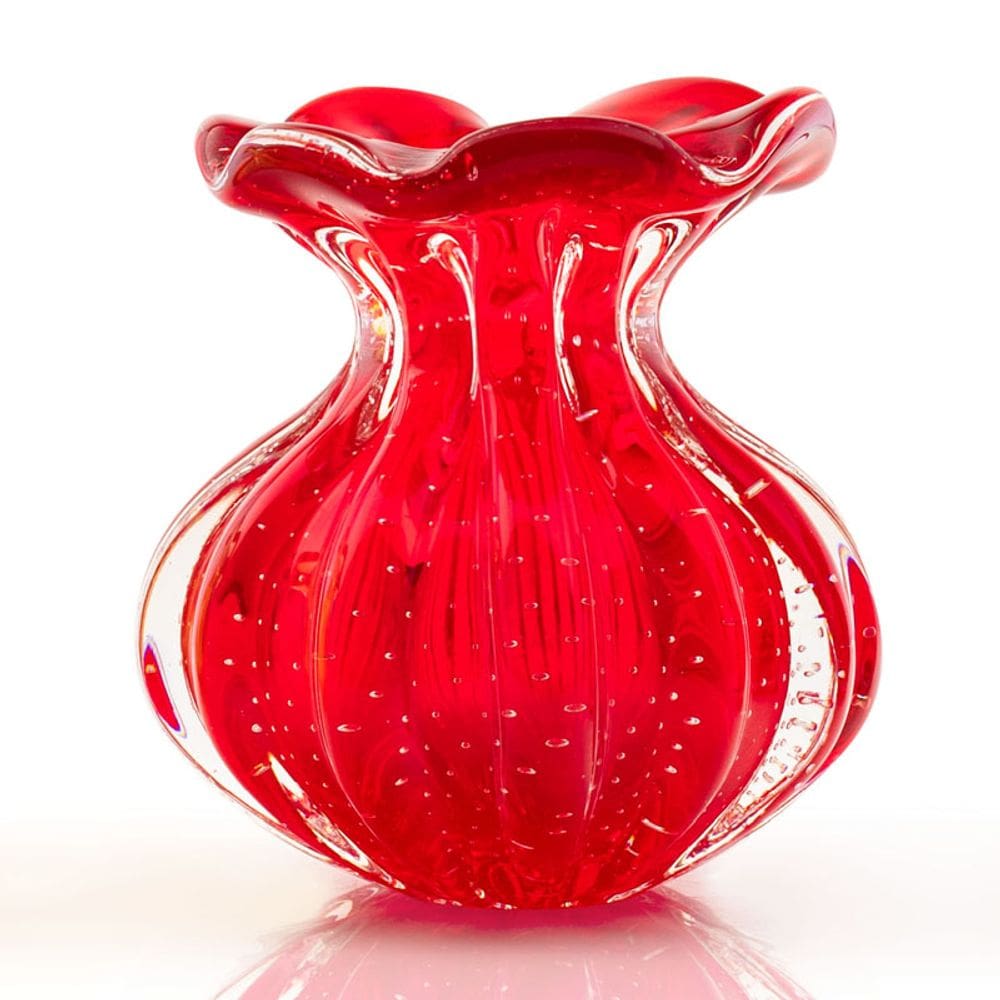 Vaso Trouxinha Em Cristal Murano Vermelho  São Marcos