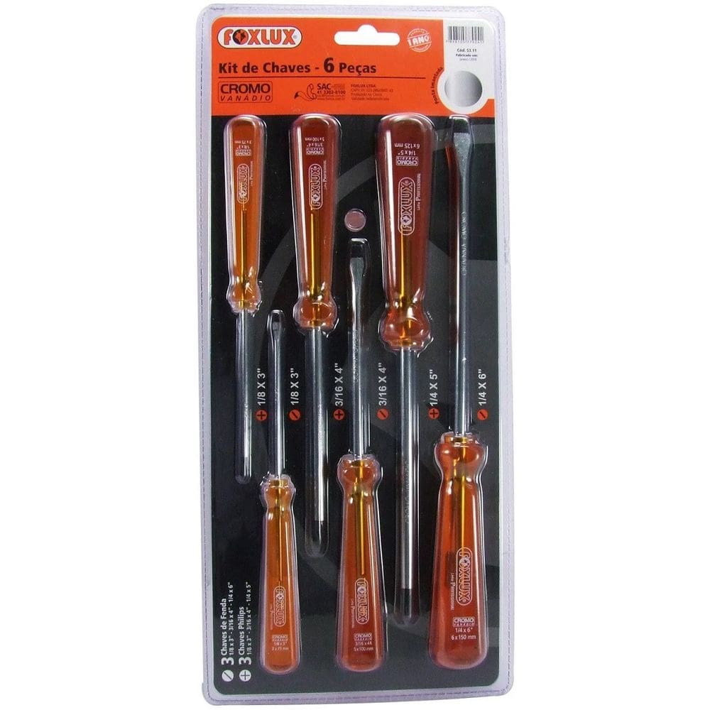 Kit Chave de Fenda E Philips 6 Unid Foxlux