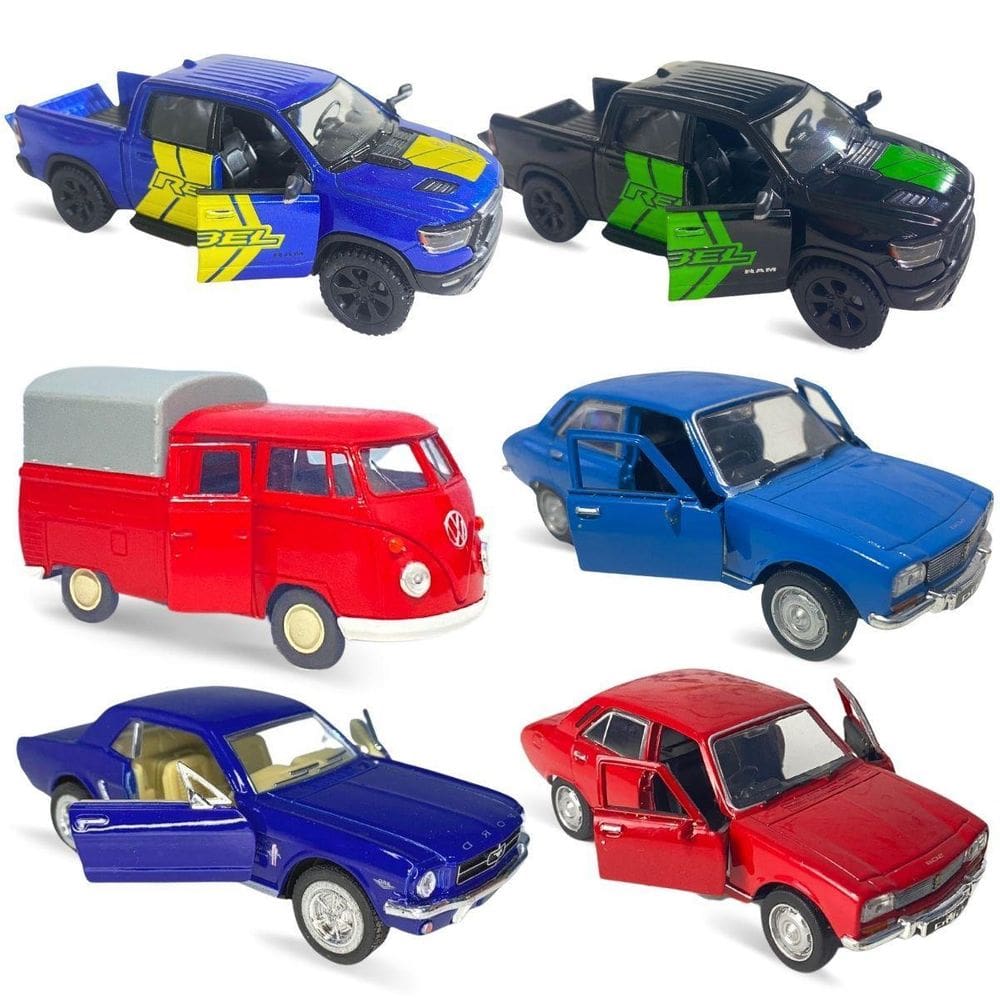 Kit 6 Carrinhos De Ferro Miniaturas Abre As Portas Coleção