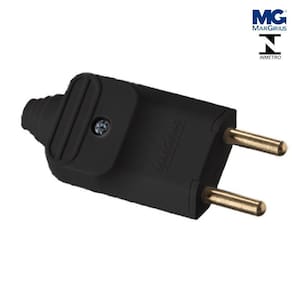 Plug Macho 20A Preto 2 Pinos 2P 180º 250V Margrius