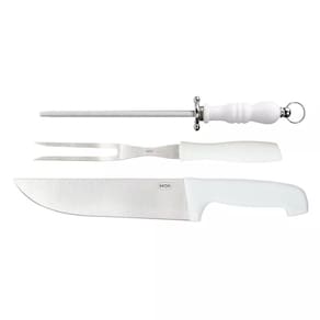 Kit Assador Faca e Garfo 9 Cabo Branco Mor