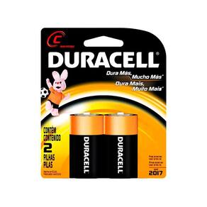 Pilha Alcalina Media Duracell C Cartela com 2 Unidades