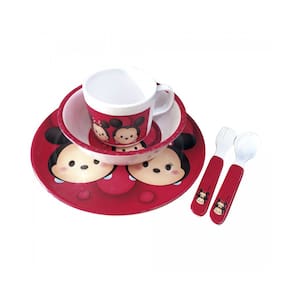 Kit Refeição Infantil Mickey e Minnie Vermelho Tsum Tsu