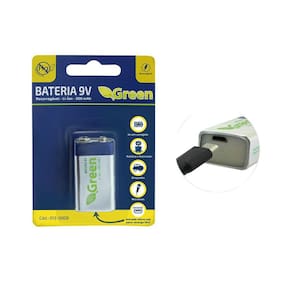 Bateria 9V 500Ma - Recarregável Carga Micro Usb