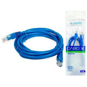 Patch Cord 2 Metros Cabo de Rede CAT5E Azul Exbom