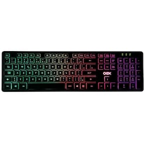 Teclado Iluminado OEX Rainbow Flat TC303 USB Preto Com Fio