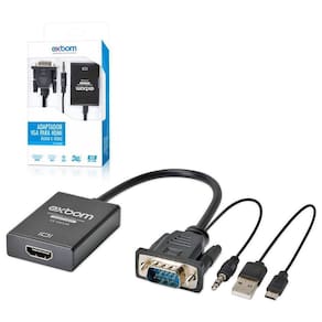 Cabo Mini Convesor Vga Hdmi Áudio E Vídeo Full Hd Exbom