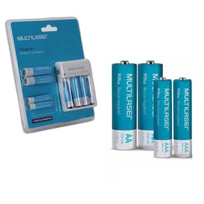 Kit Carregador De Pilhas Com 8 Pilhas Multilaser - Cb093