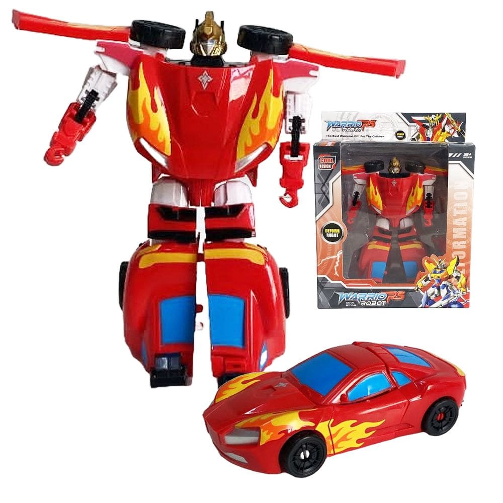 Brinquedo Robô Carro de Corrida Vermelho Transformers 2 em 1