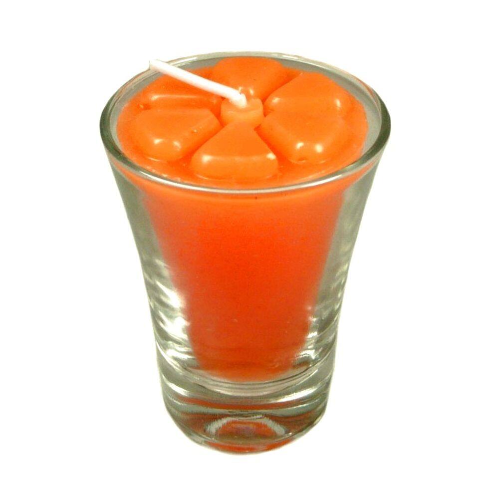 Kit 6 velas laranja 7 cm no copinho 12 h decoração festa