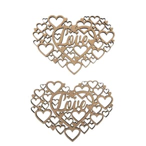 Aplique Laser Mdf - Colméia Coração Moldura Love 2 Un 10 Cm