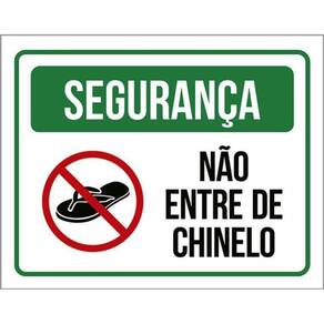 Kit 3 Placas Segurança Não Entre De Chinelo Verde