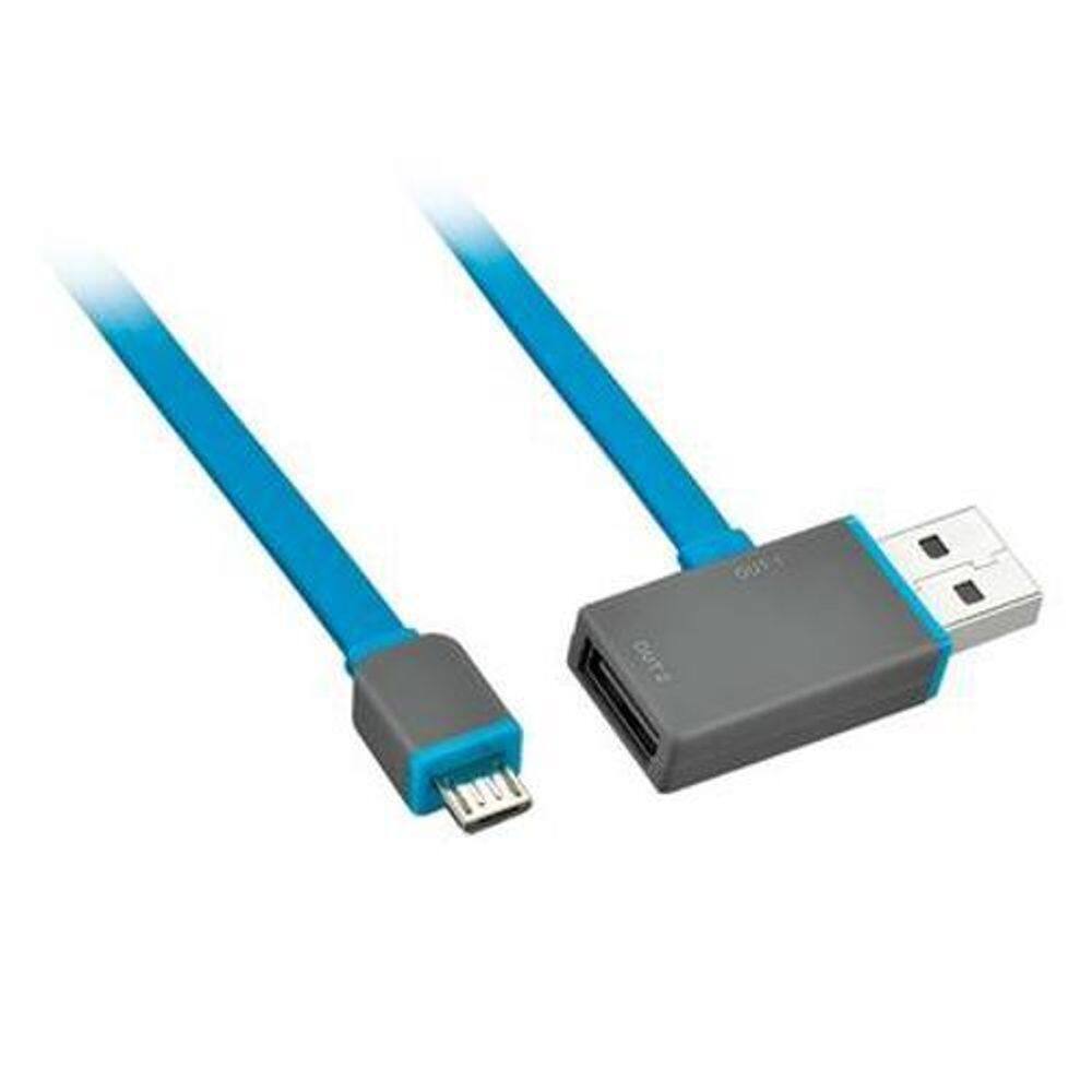 Cabo Micro Usb 2.0 Am X Usb 1M Flat C/ Saida Extra Azul