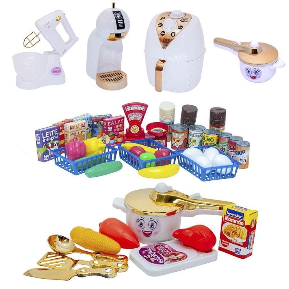 Kit Cozinha Infantil Princesa Menina Mercado Batedeira 45Pç