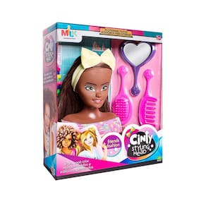 Brinquedo Boneca Cinty Styling Head Negra Milk Brinquedos