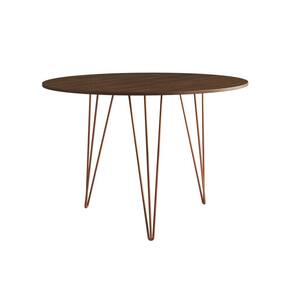 Mesa de Jantar Redonda 90cm Clips 3 Pés Base Cobre Amendoa