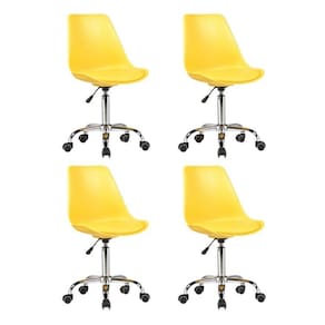 Kit 4 Cadeiras para Escritório Secretária Decorativa Eames Chicago Amarelo