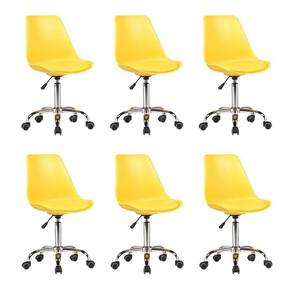 Kit 6 Cadeiras para Escritório Secretária Decorativa Eames Chicago Amarelo