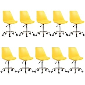 Kit 10 Cadeiras para Escritório Secretária Decorativa Eames Chicago Amarelo