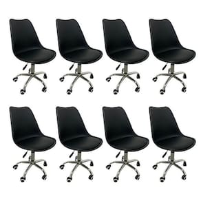 Kit 8 Cadeiras para Escritório Secretária Decorativa Eames Chicago Preto