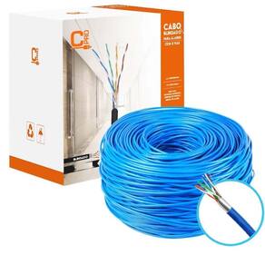 Caixa Cabo De Rede Cftv Cat5 Ftp Blindado 250 Metros Azul