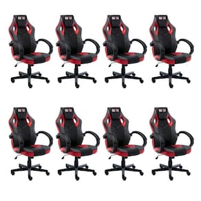 Kit 8 Cadeiras Gamer Giratória Regulavel Quest Preto/Vermelho