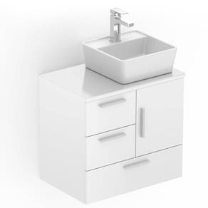 Kit Teide Gabinete Gaveta e Porta 60 com Cuba Cq35 Branco