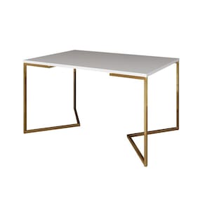 Mesa de Jantar Industrial Retangular 120x75cm Base V Branco