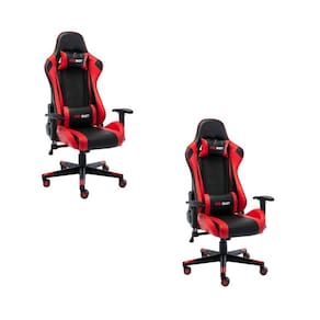 Kit 2 Cadeiras Gamer Giratória One Shot Preto/Vermelho