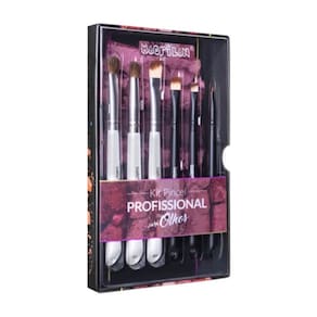 Kit Pincel Olhos Macrilan WB300 - 6 Pincéis - 15cm - P/B