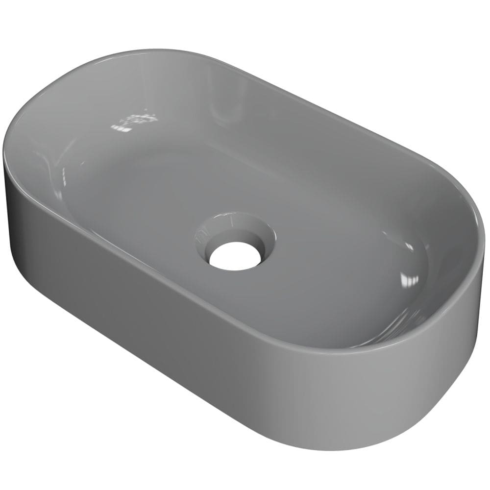 Cuba de Apoio Oval Para Banheiro Lavabo Laila C01 O42W Cinza - Lyam